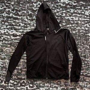 Reebok Black Hooded Mesh Active Jacket Large